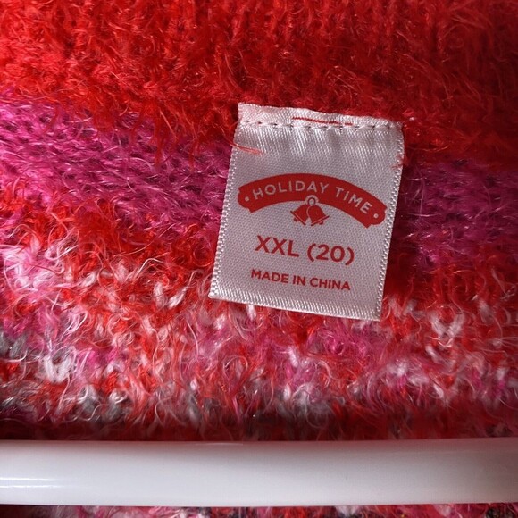 Holiday Time Jingle Bells Sweatshirt Sweater Sz XXL 20 Womens Red Ugly Fuzzy - Picture 3 of 7
